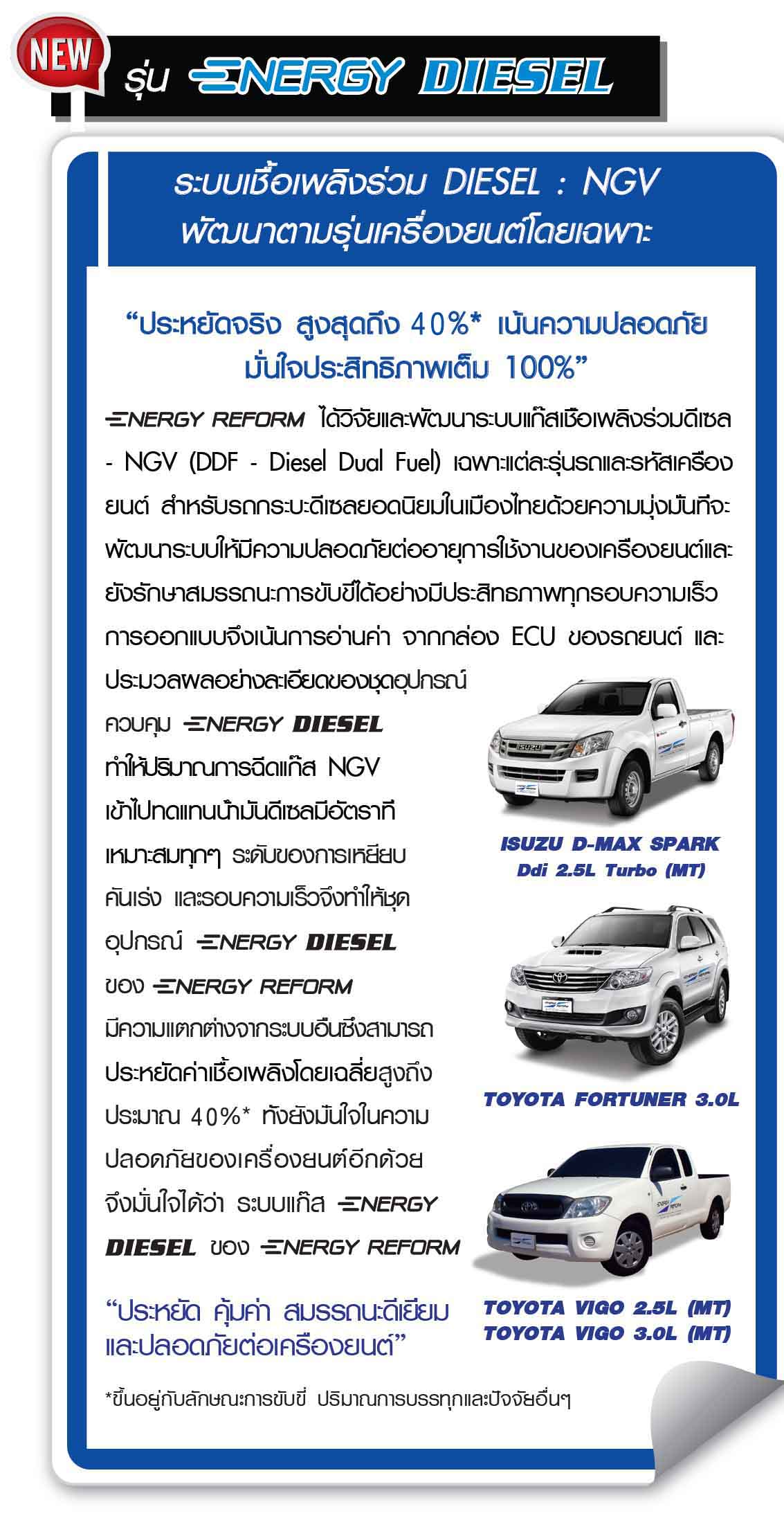 อุปกรณ์แก๊ส NGV ระบบหัวฉีด รุ่น ENERGY DIESEL